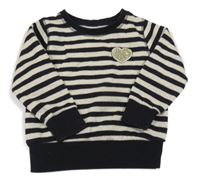 Černo-zlatá pruhovaná mikina se srdcem z flitrů C&A