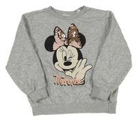 Šedá melírovaná mikina s Minnie s překlápěcími flitry H&M