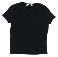 Černé žebrované crop tričko H&M