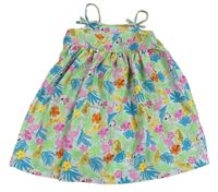 Světlemodro-barevné lehké šaty se zvířátky a květy Matalan