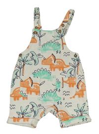 Bílo-barevné laclové teplákové kraťasy s dinosaury Matalan