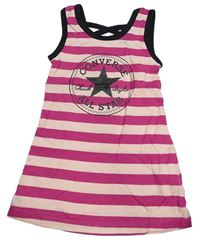 Růžovo-tmavorůžová pruhovaná tunika s logem Converse