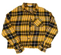 Žluto-černá kostkovaná crop halenka H&M