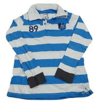 Bílo-modré pruhované polo triko s číslem Tchibo