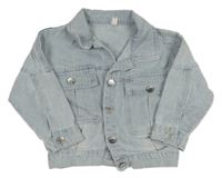 Světlemodrá riflová bunda s 3D květy na zádech 