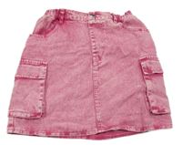 Růžová melírovaná riflová sukně s kapsami shein