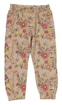 Světlerůžové květované tepláky F&F