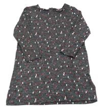 Tmavošedo-růžové vzorované úpletové šaty Lupilu