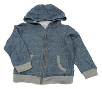 Modro-šedá melírovaná propínací mikina s kapucí F&F