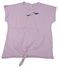 Lila tričko s kolibříky a uzlem Alive