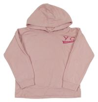 Světlerůžová mikina s nápisem a kapucí 