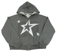 Šedá crop mikina s hvězdou a kapucí shein