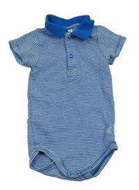 Modro-bílé pruhované body s límečkem 