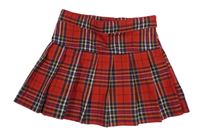 Červeno-tmavomodrá kostkovaná skládaná sukně H&M