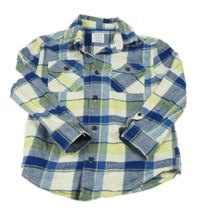 Zeleno-modro-smetanová kostkovaná košile John Lewis