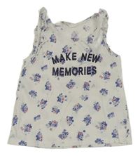 Bílo-modrý květovaný top s nápisem H&M