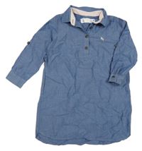 Modré košilové šaty s výšivkou H&M