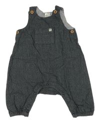 Tmavomodré melírované plátěné laclové kalhoty H&M