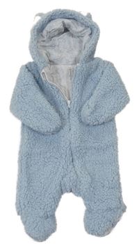 Světlemodrá huňatá podšitá kombinéza s kapucí Primark