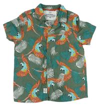 Khaki košile s listy a papoušky M&S