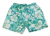 Zeleno-modro-bílé květované plážové kraťasy Mothercare