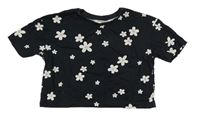 Černé květované crop tričko Primark