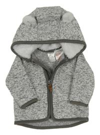 Šedá melírovaná pletená propínací mikina s kapucí H&M