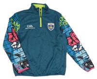 Zelenomodro-barevná melírovaná thermo mikina s nápisy