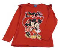 Červené triko s Minnie a Mickeym George
