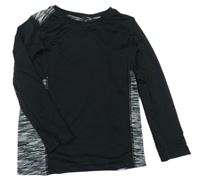 Černo-bílo-šedé sportovní triko s melírovanými pruhy Tu