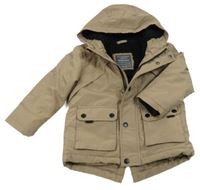 Béžová šusťáková zimní bunda s kapucí Primark