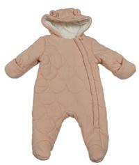 Růžová zateplená prošívaná kombinéza s kapucí George