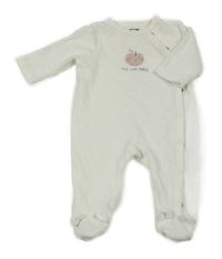 Bílý sametový overal s květy a jablkem Kiabi 