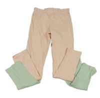 Nové - 2set - 2x legíny - světlerůžové + světlezelené 