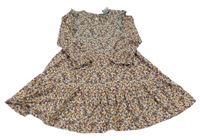 Khaki-barevné květované šaty Topolino