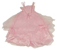 Světlerůžové tylové slavnostní šaty s 3D květy a flitry 