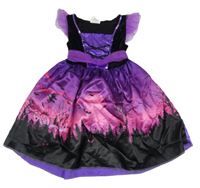 Kostým - Černo-fialové šaty s netopýry - čarodějnice 