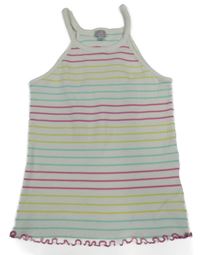 Bílo-růžovo-modro-zelený pruhovaný žebrovaný top Original marines