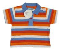 Nové - Bílo-modro-červeno-oranžové pruhované polo tričko 