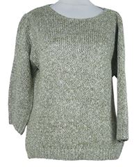 Dámský khaki-bílý melírovaný svetr Pure&Simple 
