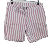 Dámské růžovo-bílé pruhované plátěné kraťasy Up2Fashion 