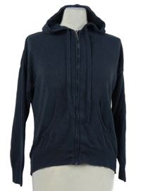 Dámský tmavomodrý propínací svetr s kapucí M&S