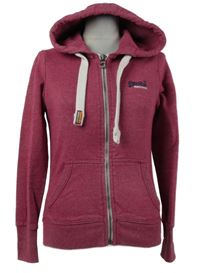 Dámská purpurová propínací mikina s kapucí Superdry 