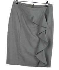 Dámská černo-bílá vzorovaná pouzdrová sukně s volánem M&S