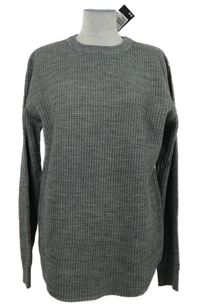 Nové - Pánský šedý vzorovaný vlněný svetr H&M