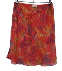 Dámská červená květovaná šifonová sukně 