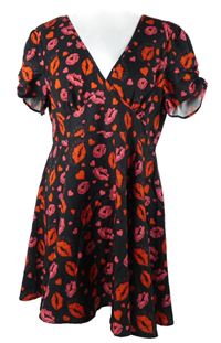 Dámské černo-červené šaty se rty Shein 