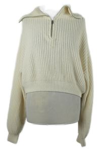 Dámský smetanový crop oversized svetr s límcem Primark 