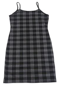 Černo-šedé kostičkované šaty Matalan