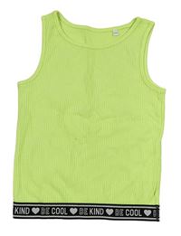 Neonově zeleno-černý žebrovaný crop top s nápisem C&A